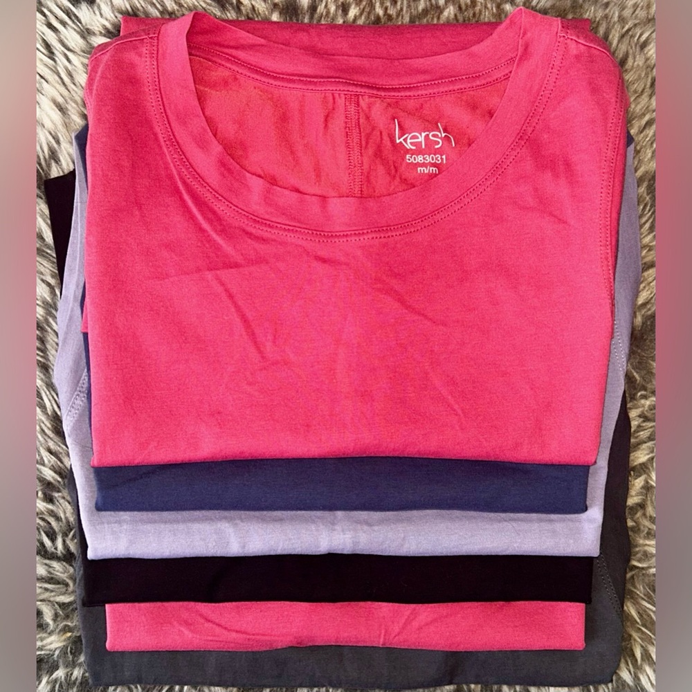 6pc Kersh Sleeveless Tops Size Medium Lot Black Red Blue Purple Grey
